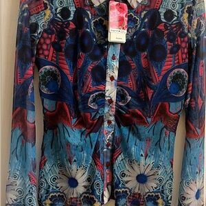 Desigual Multicolor Floral Button-Up Blouse